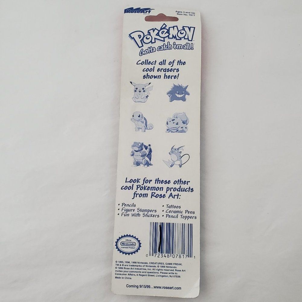 Vtg 90s NOS Sealed Rose Art Pokemon Pencil Erasers Pikachu Gengar Blastoise - Picture 2 of 10